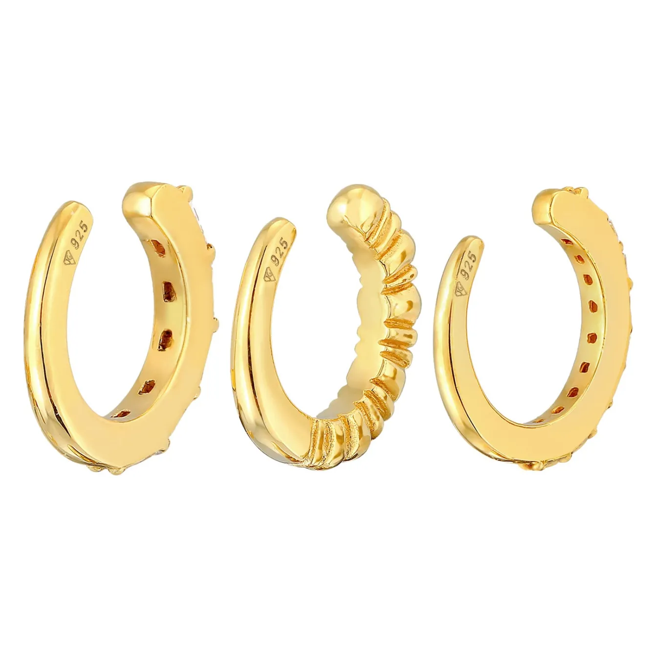 Elli "Earcuff 3er Set Geo | Zirkonia (weiß)< Ohrringe|Vergoldet