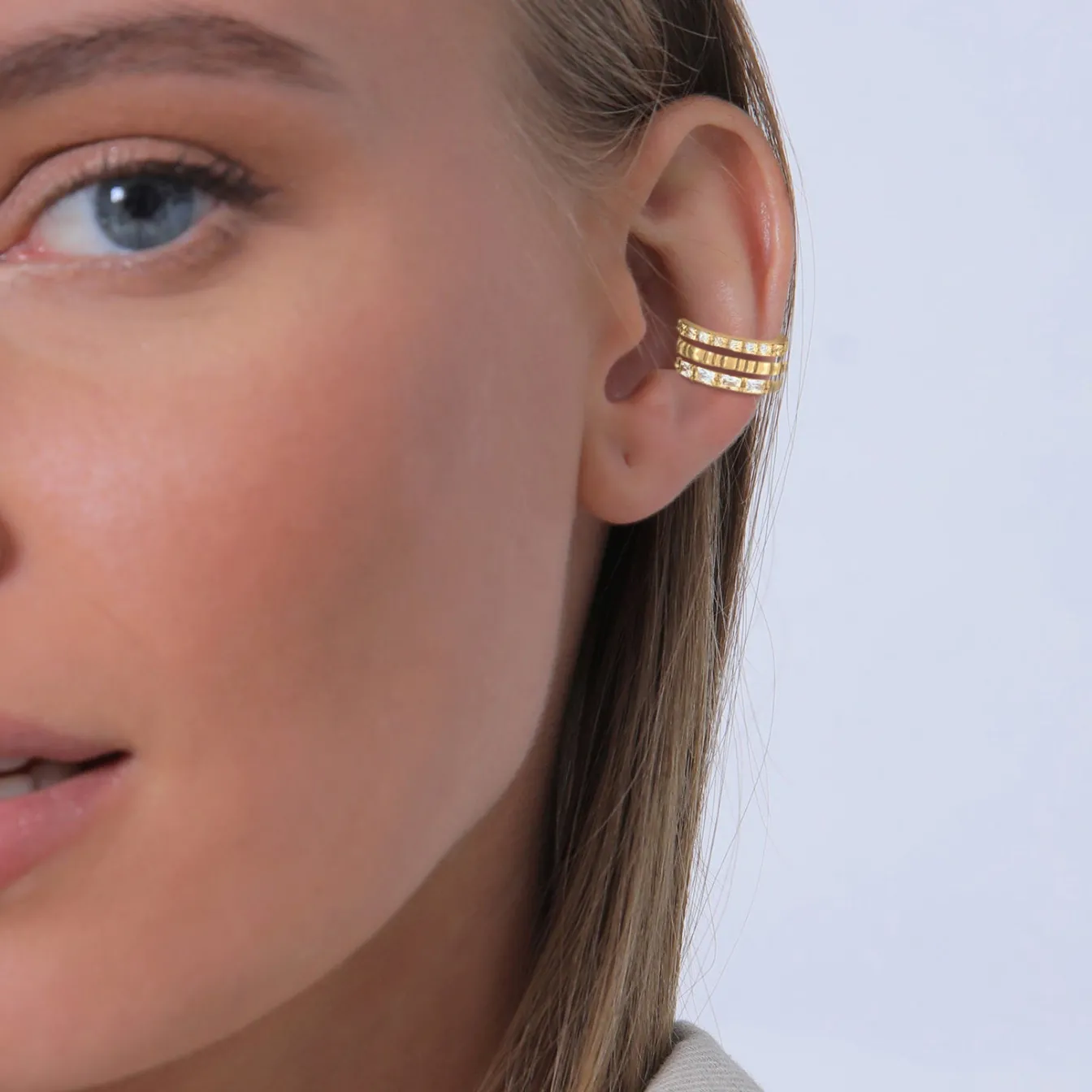 Elli "Earcuff 3er Set Geo | Zirkonia (weiß)< Ohrringe|Vergoldet