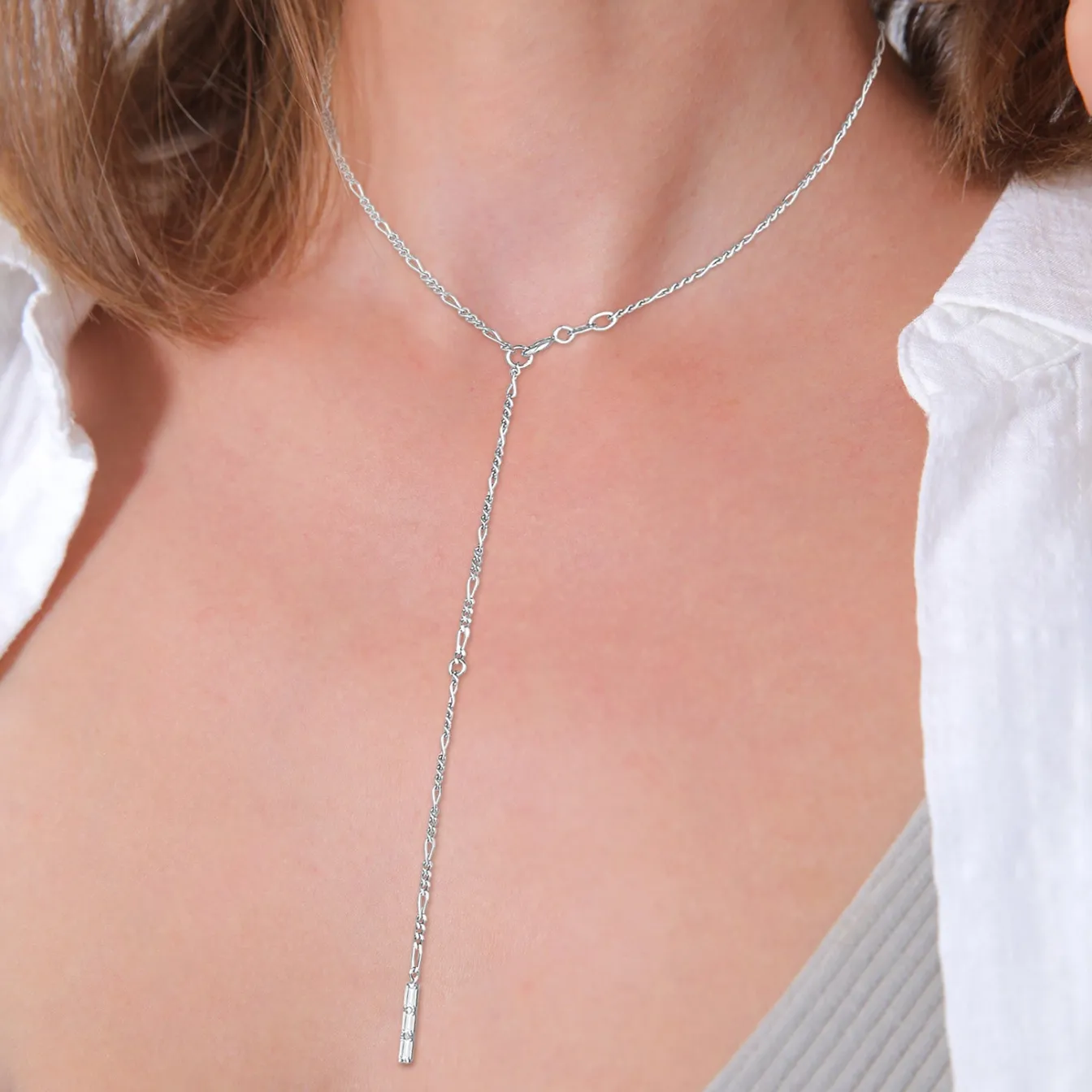 Elli "Figaro-Y-Halskette | Topas (Weiß)< Silber