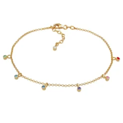 Elli "Fußkettchen | Kristall (Hellblau)< Fußschmuck|Vergoldet