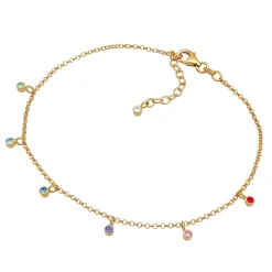 Elli "Fußkettchen | Kristall (Hellblau)< Fußschmuck|Vergoldet