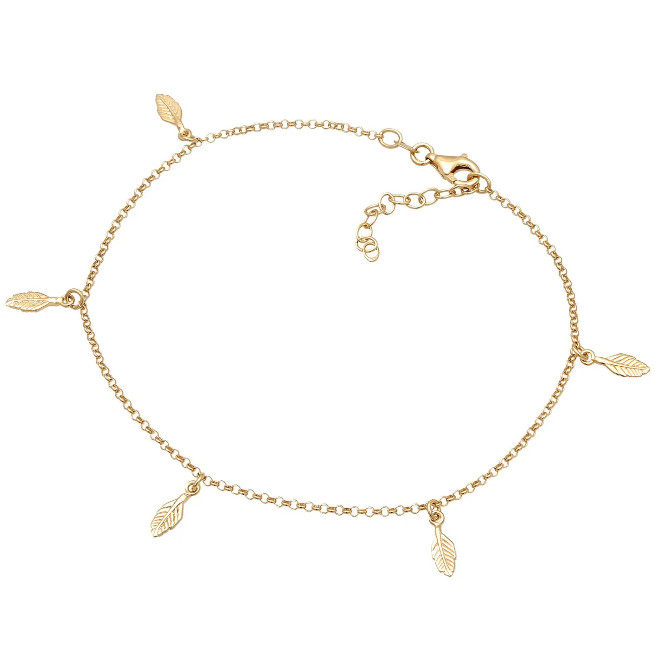 Elli "Fußkettchen Feder< Vergoldet|Fußschmuck