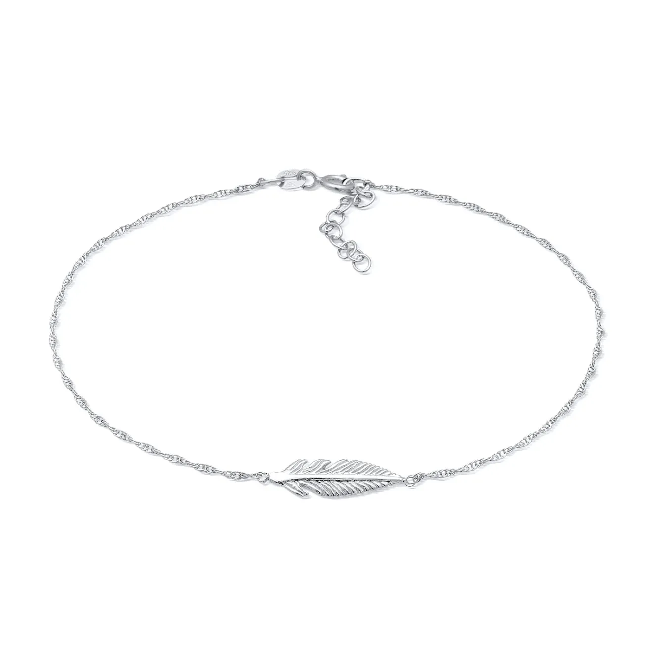 Elli "Fußkettchen Feder< Fußschmuck|Silber