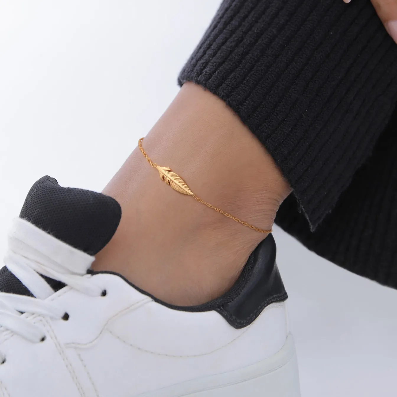 Elli "Fußkettchen Feder< Fußschmuck|Silber
