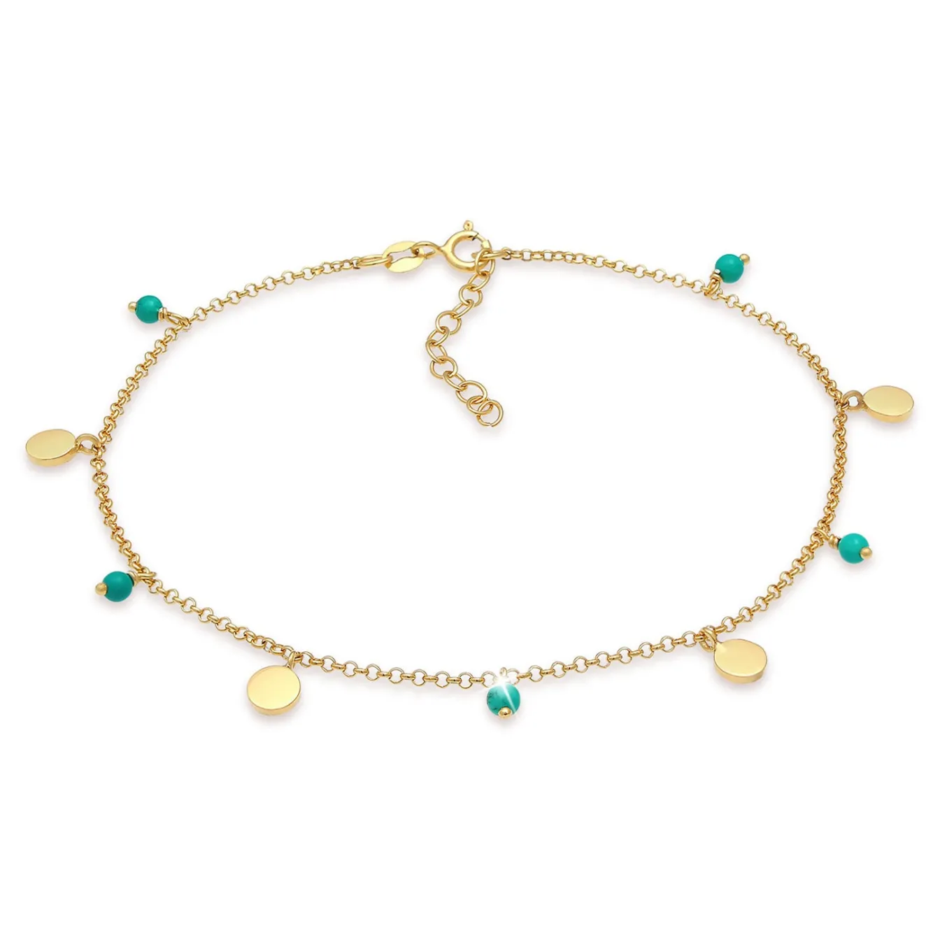 Elli "Fußkettchen Geo | Howlith ( Türkis )< Roségold|Fußschmuck