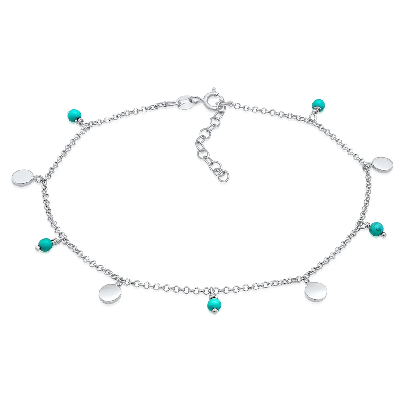 Elli "Fußkettchen Geo | Howlith ( Türkis )< Roségold|Fußschmuck