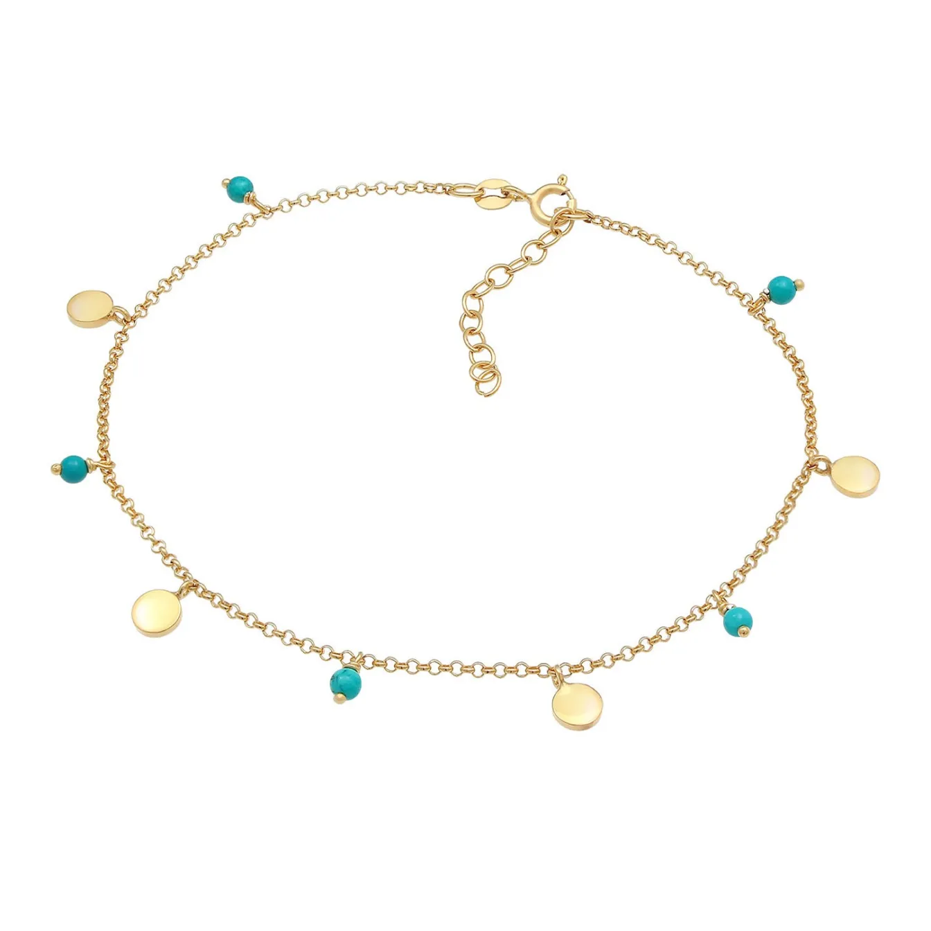 Elli "Fußkettchen Geo | Howlith ( Türkis )< Roségold|Fußschmuck