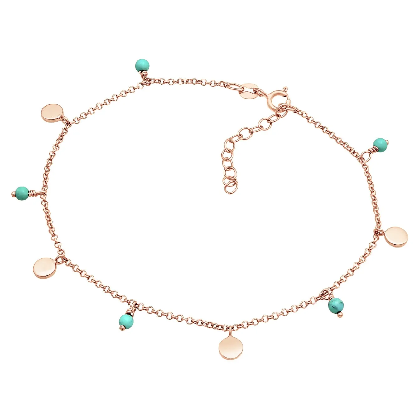 Elli "Fußkettchen Geo | Howlith ( Türkis )< Roségold|Fußschmuck