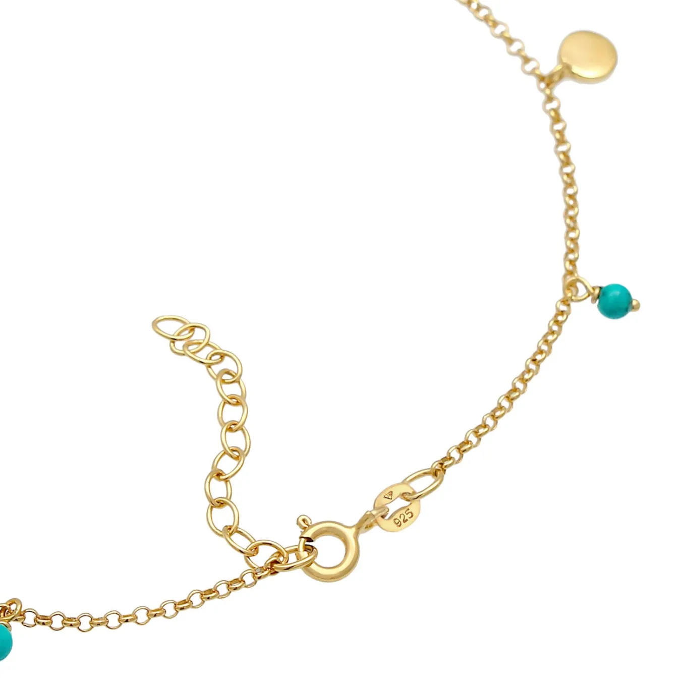 Elli "Fußkettchen Geo | Howlith ( Türkis )< Roségold|Fußschmuck