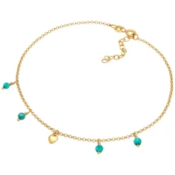 Elli "Fußkettchen Herz | Howlith (Türkis)< Vergoldet|Symbol-schmuck