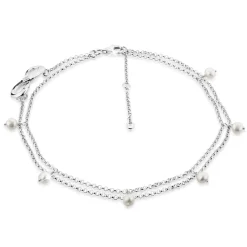 Elli "Fußkettchen Infinity | Süßwasserperle, Zirkonia ( Weiß )< Silber|Symbol-schmuck
