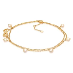 Elli "Fußkettchen Infinity | Süßwasserperle, Zirkonia ( Weiß )< Silber|Symbol-schmuck
