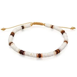 Elli "Fußkettchen Kokosnuss Perlen< Perlen|Fußschmuck