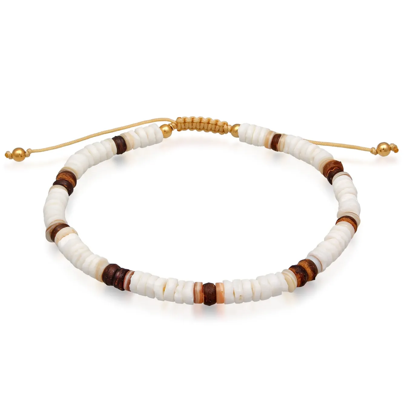 Elli "Fußkettchen Kokosnuss Perlen< Perlen|Fußschmuck