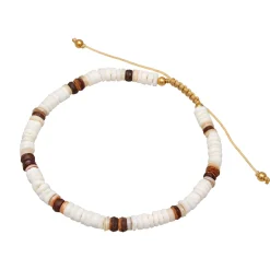 Elli "Fußkettchen Kokosnuss Perlen< Perlen|Fußschmuck