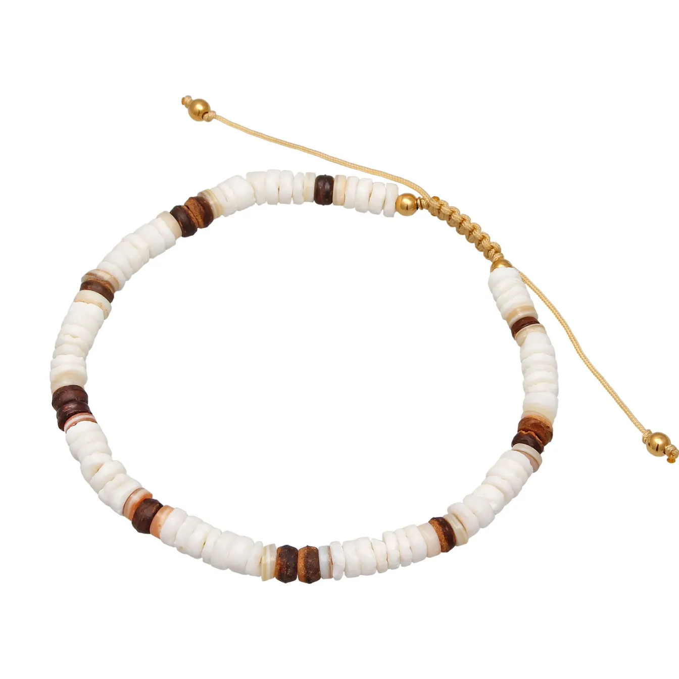 Elli "Fußkettchen Kokosnuss Perlen< Perlen|Fußschmuck