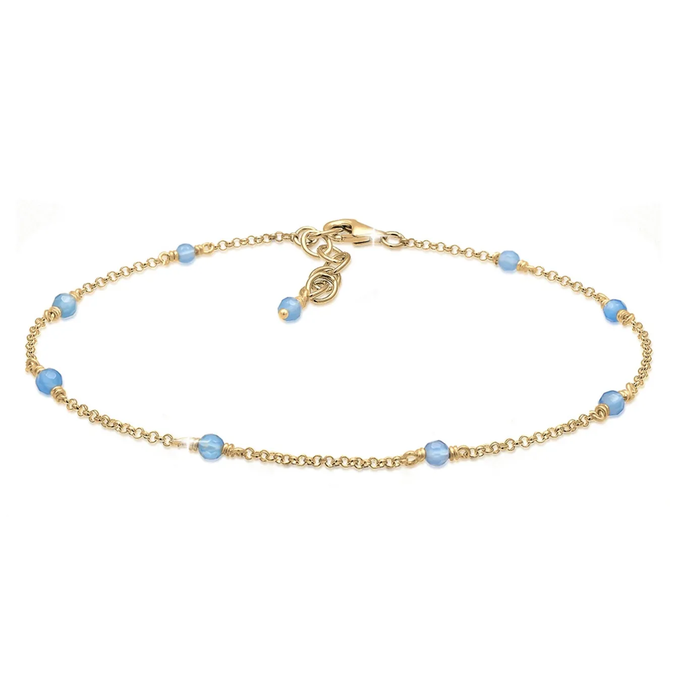 Elli "Fußkettchen Kugel | Achat ( Blau )< Fußschmuck|Vergoldet