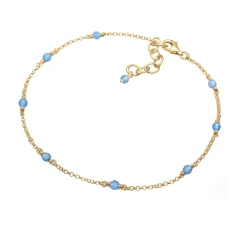 Elli "Fußkettchen Kugel | Achat ( Blau )< Fußschmuck|Vergoldet