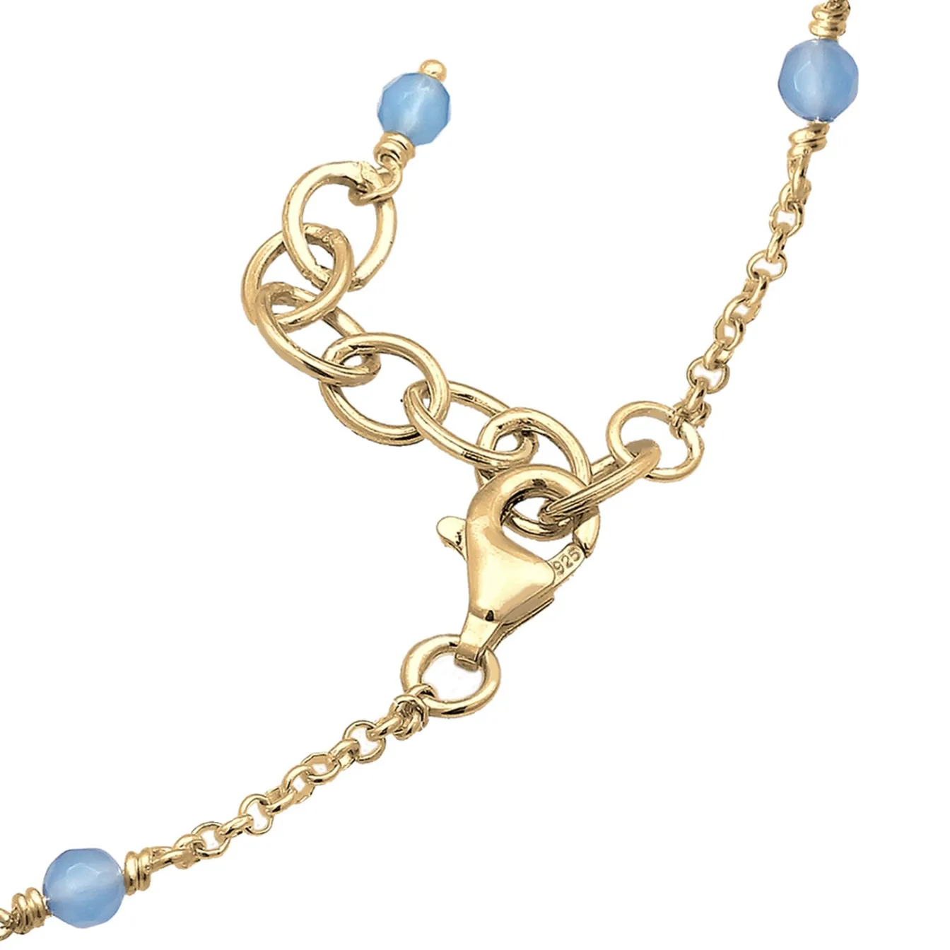 Elli "Fußkettchen Kugel | Achat ( Blau )< Fußschmuck|Vergoldet