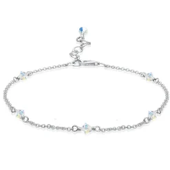 Elli "Fußkettchen Kugel | Kristall ( Weiß )< Roségold|Fußschmuck