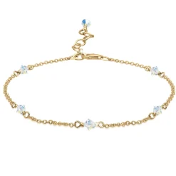 Elli "Fußkettchen Kugel | Kristall ( Weiß )< Roségold|Fußschmuck
