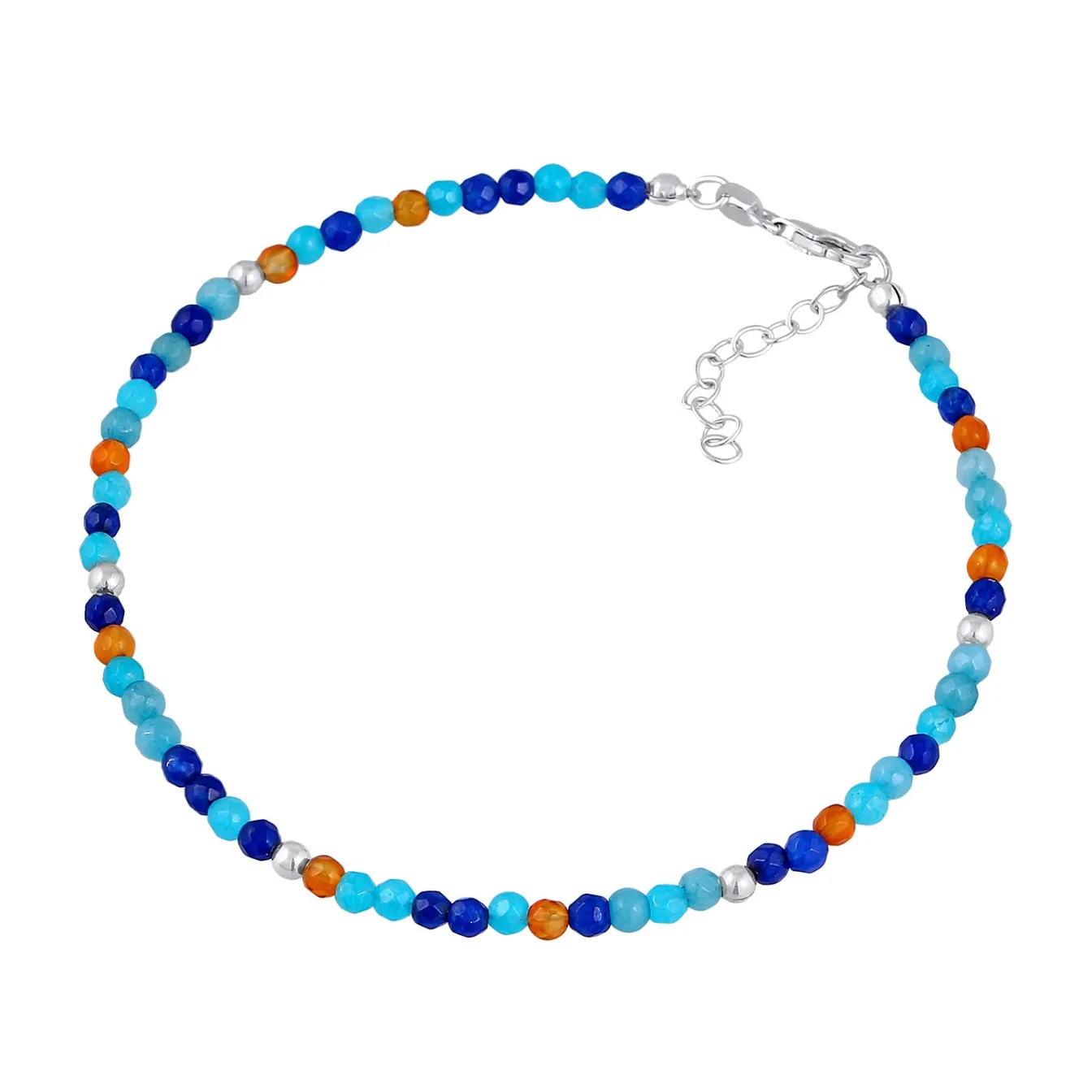 Elli "Fußkettchen Kugeln | Achat (Blau)< Fußschmuck|Silber
