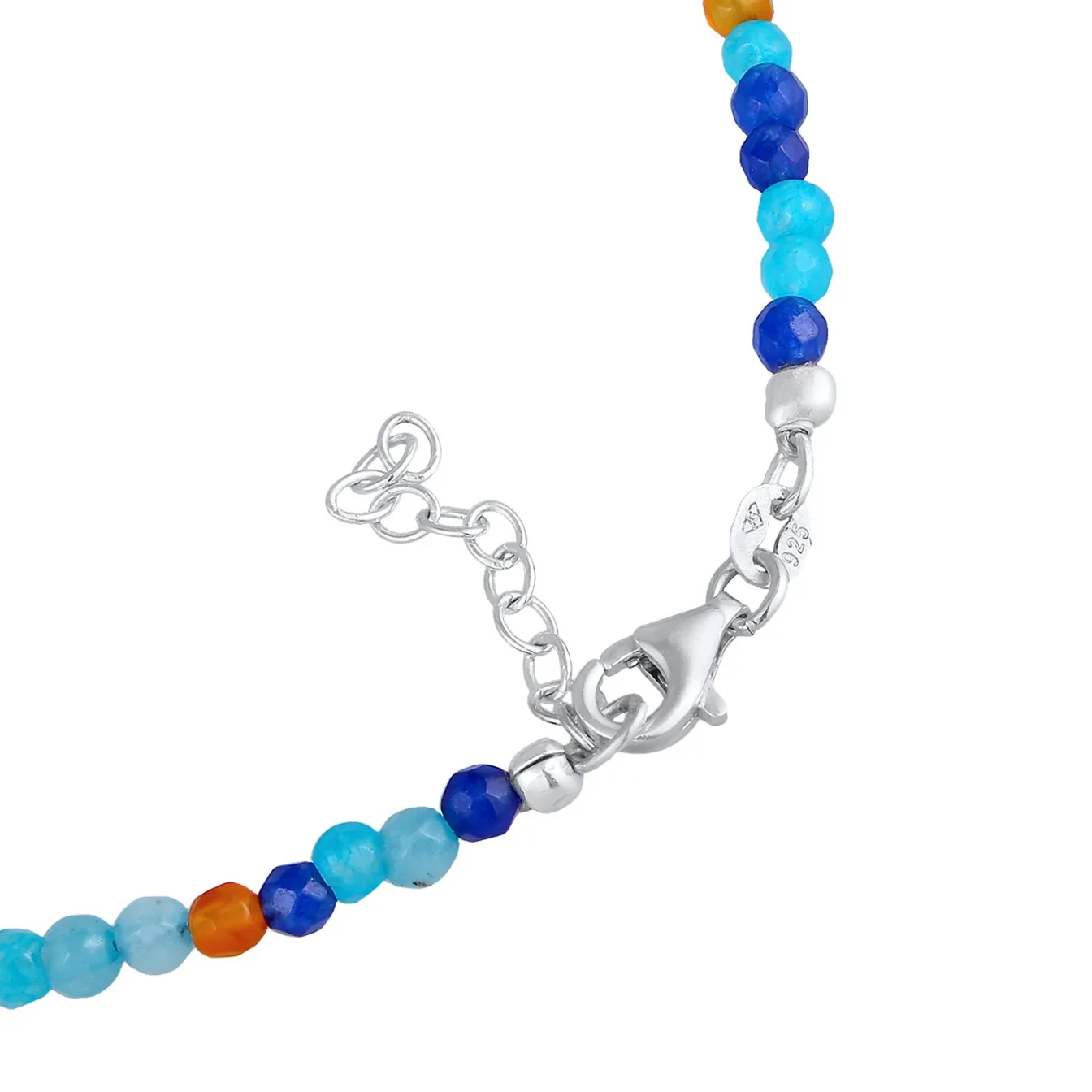 Elli "Fußkettchen Kugeln | Achat (Blau)< Fußschmuck|Silber
