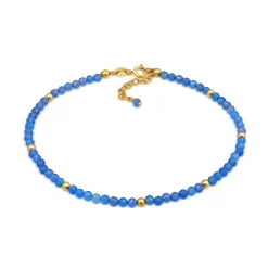 Elli "Fußkettchen Kugeln | Achat (Blau)< Fußschmuck|Silber