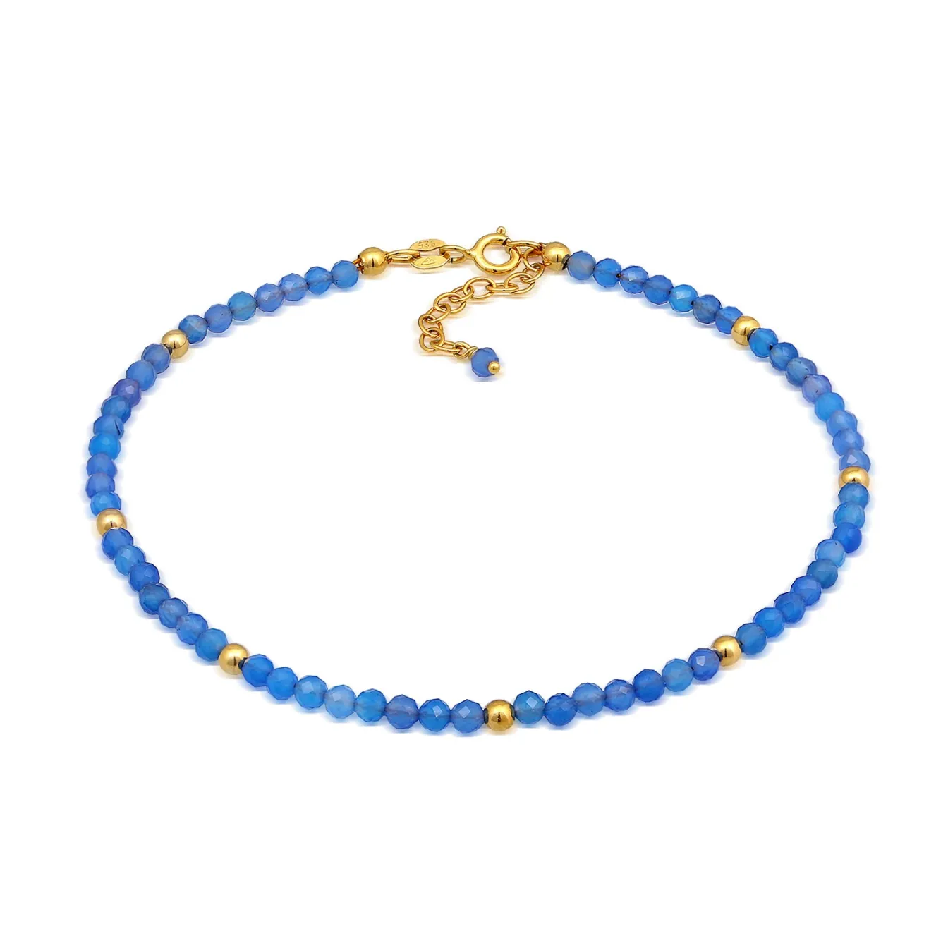 Elli "Fußkettchen Kugeln | Achat (Blau)< Fußschmuck|Silber