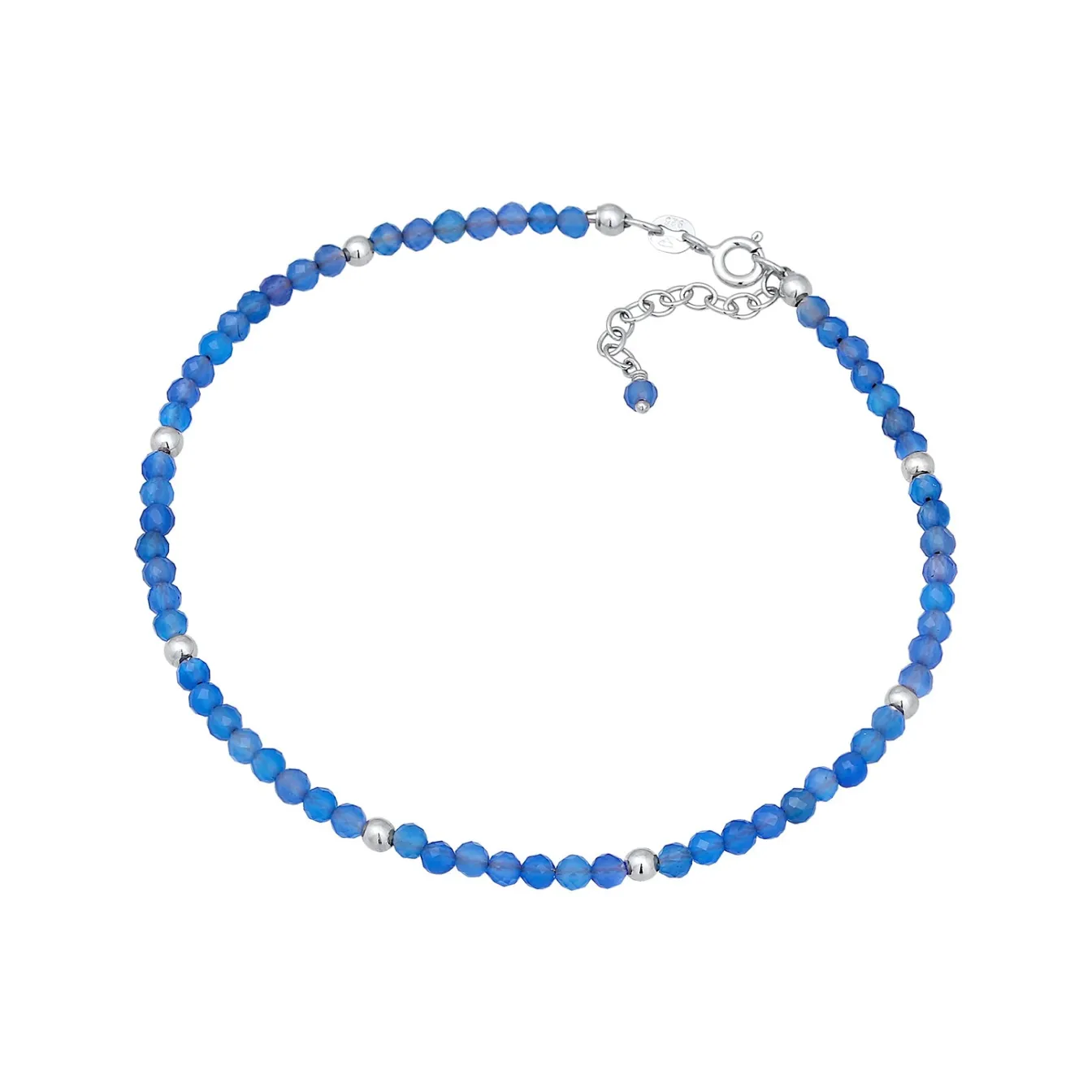 Elli "Fußkettchen Kugeln | Achat (Blau)< Fußschmuck|Silber