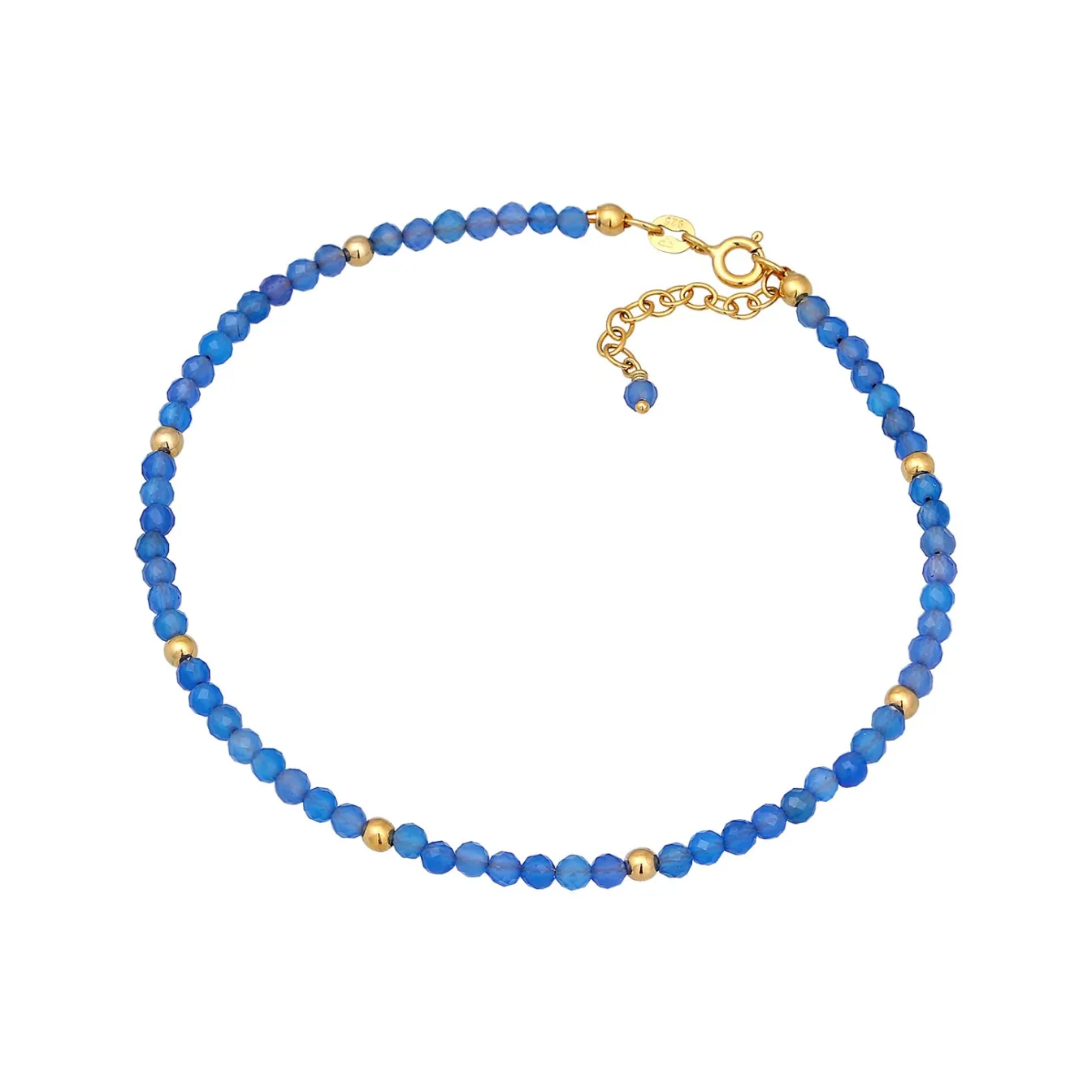 Elli "Fußkettchen Kugeln | Achat (Blau)< Fußschmuck|Silber
