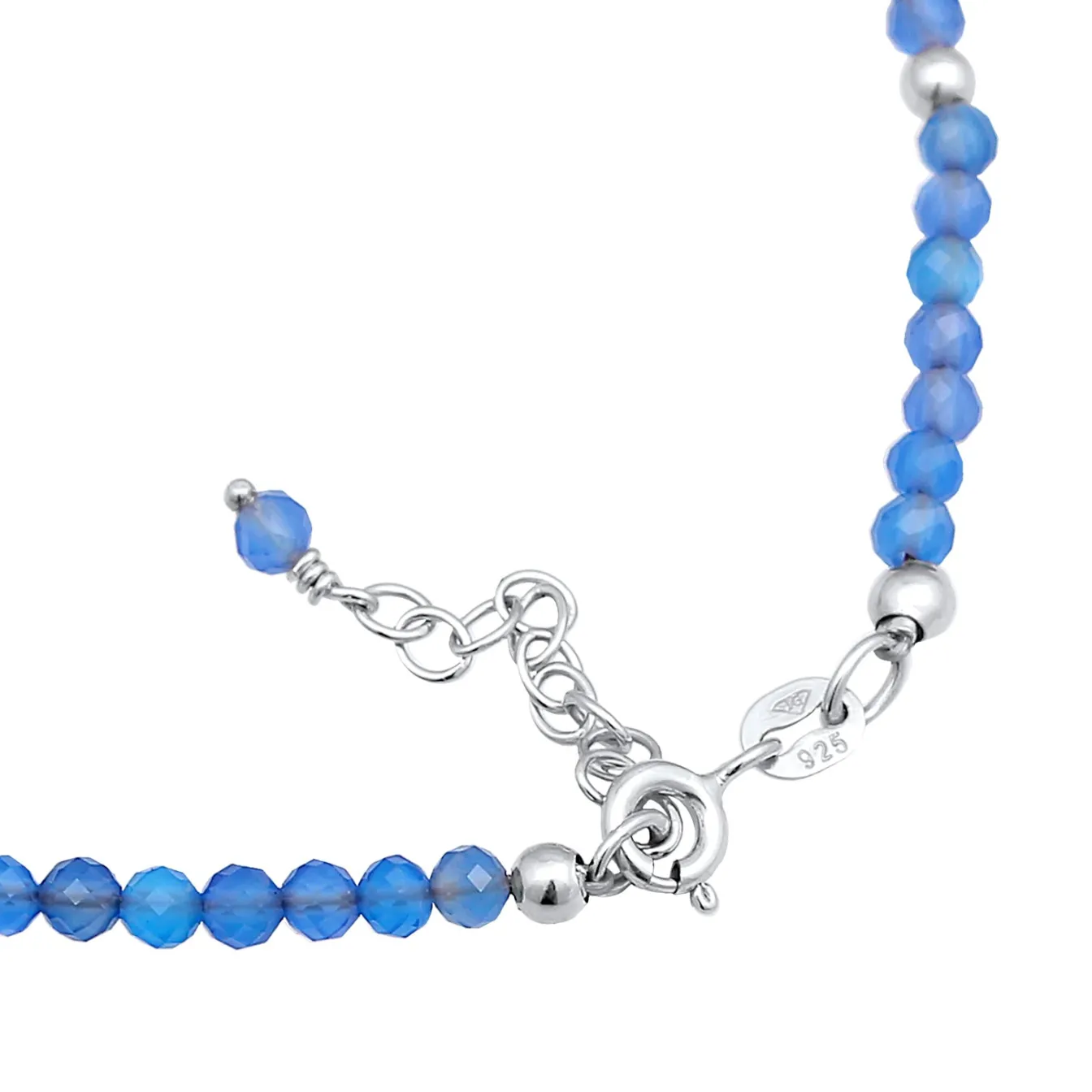 Elli "Fußkettchen Kugeln | Achat (Blau)< Fußschmuck|Silber