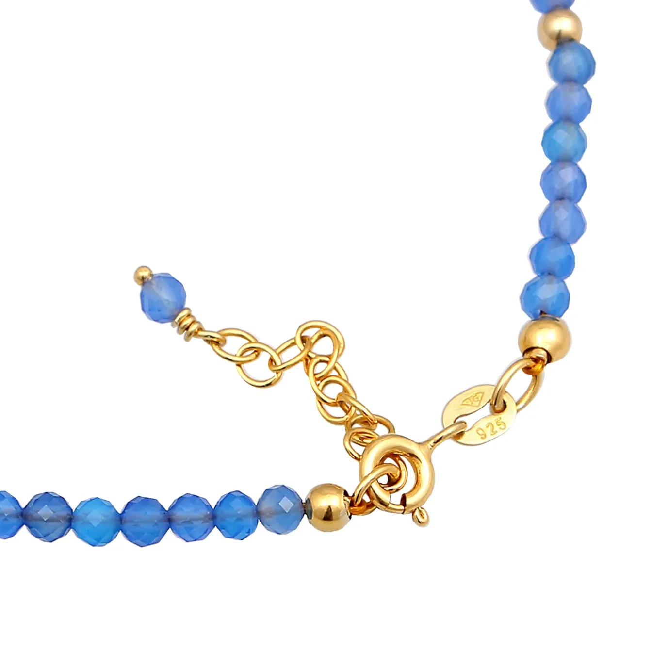 Elli "Fußkettchen Kugeln | Achat (Blau)< Fußschmuck|Silber