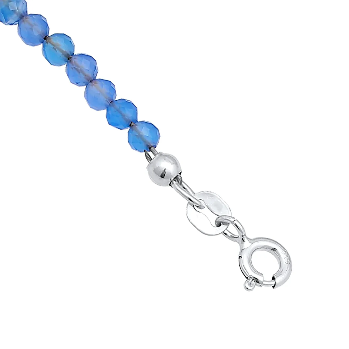Elli "Fußkettchen Kugeln | Achat (Blau)< Fußschmuck|Silber
