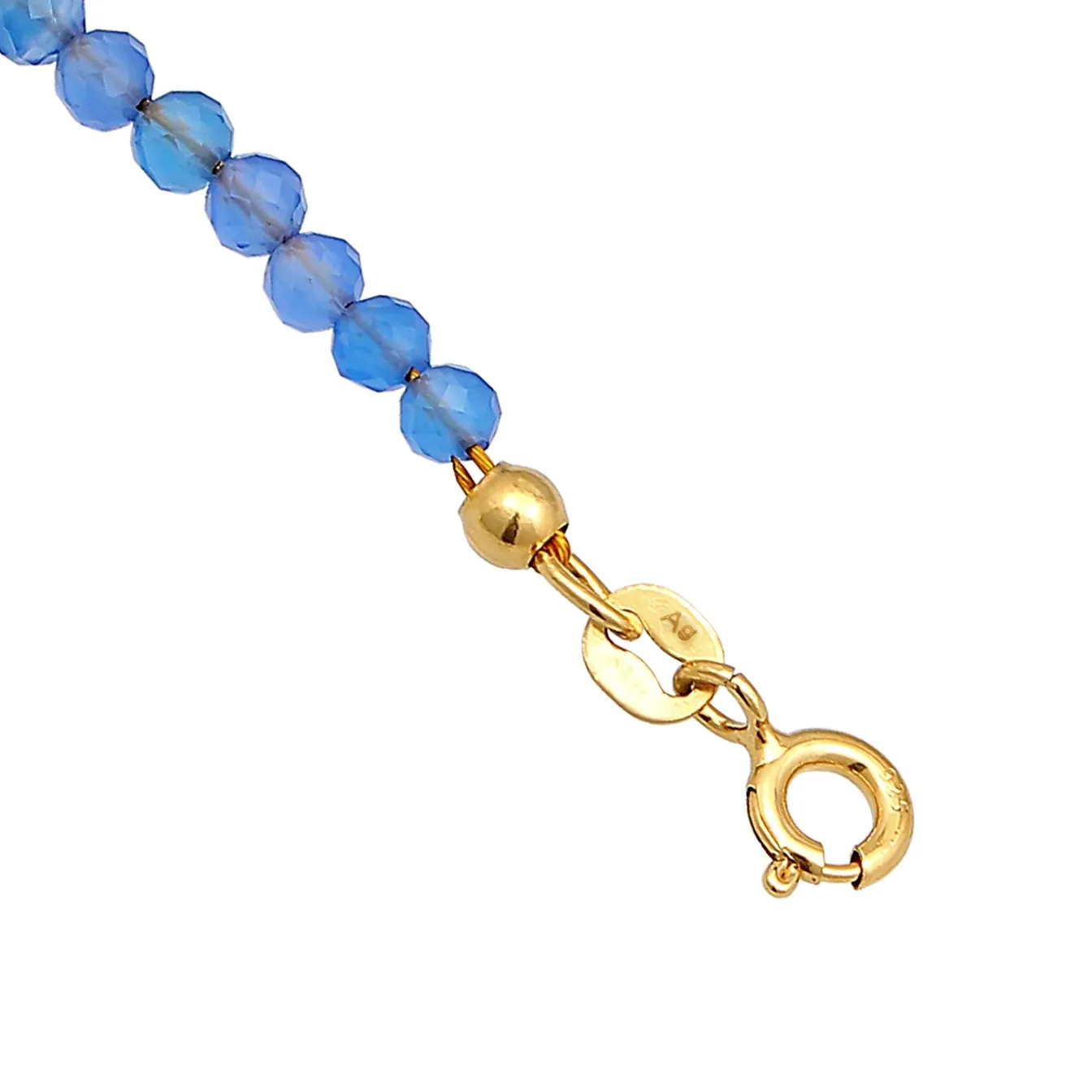 Elli "Fußkettchen Kugeln | Achat (Blau)< Fußschmuck|Silber
