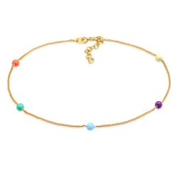 Elli "Fußkettchen Kugeln | Emaille< Vergoldet|Fußschmuck
