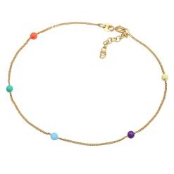 Elli "Fußkettchen Kugeln | Emaille< Vergoldet|Fußschmuck