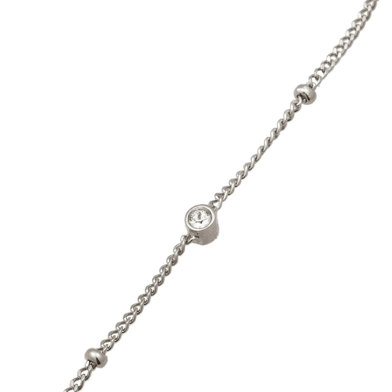 Elli "Fußkettchen Kugeln | Glas Kristalle (Weiß)< Fußschmuck|Silber