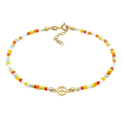 Elli "Fußkettchen Peace Beads< Fußschmuck|Silber
