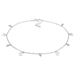 Elli "Fußkettchen Plättchen< Silber|Fußschmuck