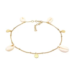 Elli "Fußkettchen Plättchen | Kauri Muschel< Fußschmuck|Silber