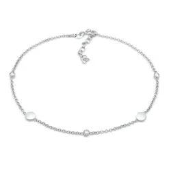 Elli "Fußkettchen Plättchen | Kristalle (Weiß)< Fußschmuck|Silber