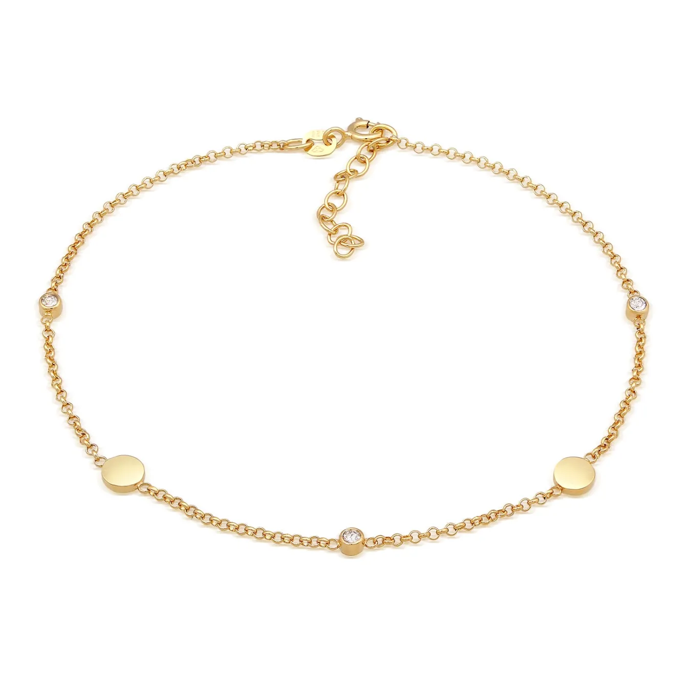 Elli "Fußkettchen Plättchen | Kristalle (Weiß)< Fußschmuck|Silber