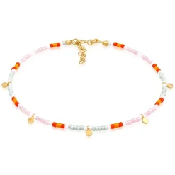 Elli "Fußkettchen Plättchen Beads< Fußschmuck|Silber