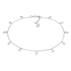 Elli "Fußkettchen Plättchen Organic< Silber|Fußschmuck