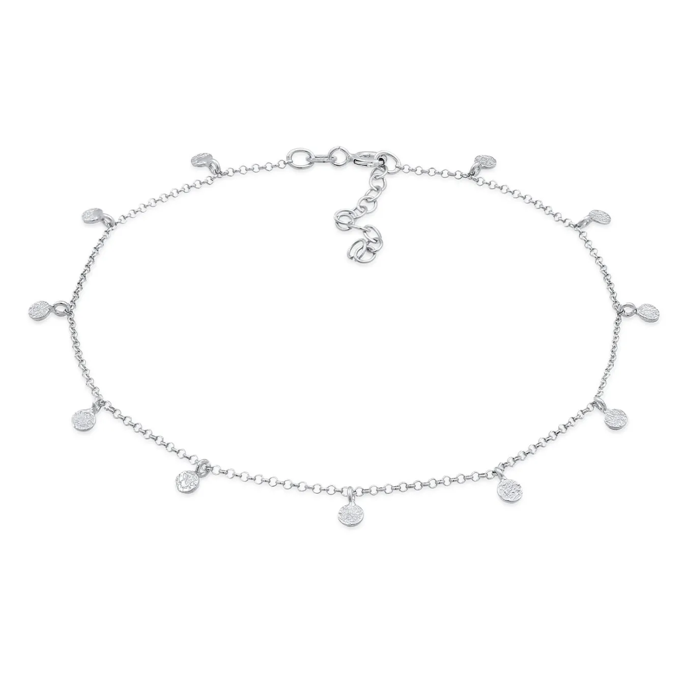 Elli "Fußkettchen Plättchen Organic< Silber|Fußschmuck