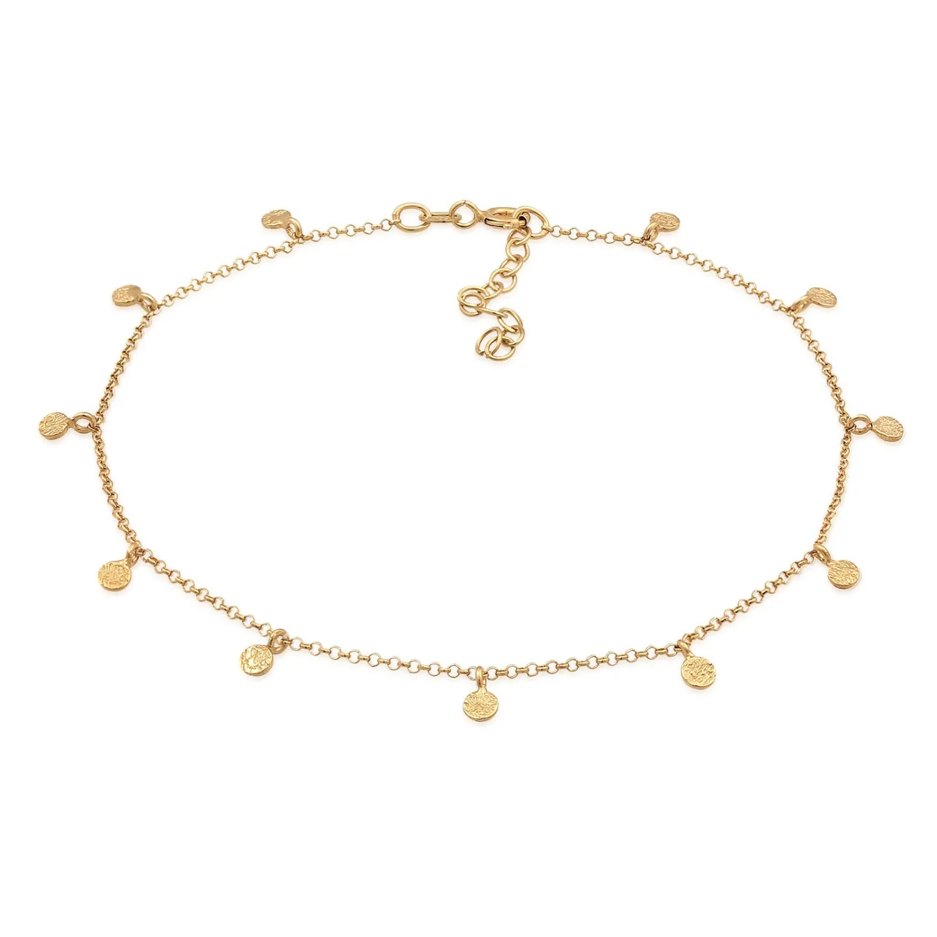 Elli "Fußkettchen Plättchen Organic< Silber|Fußschmuck