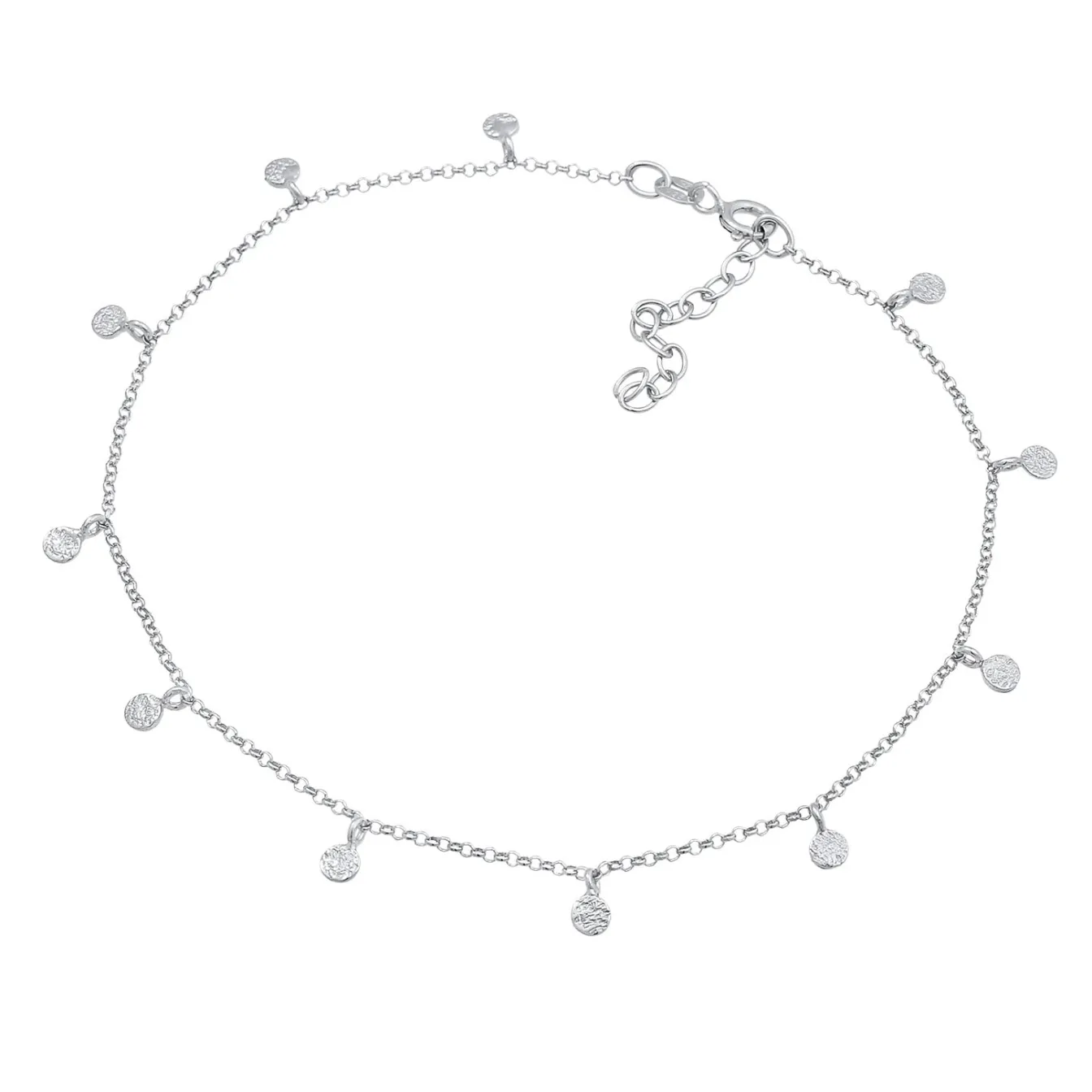 Elli "Fußkettchen Plättchen Organic< Silber|Fußschmuck