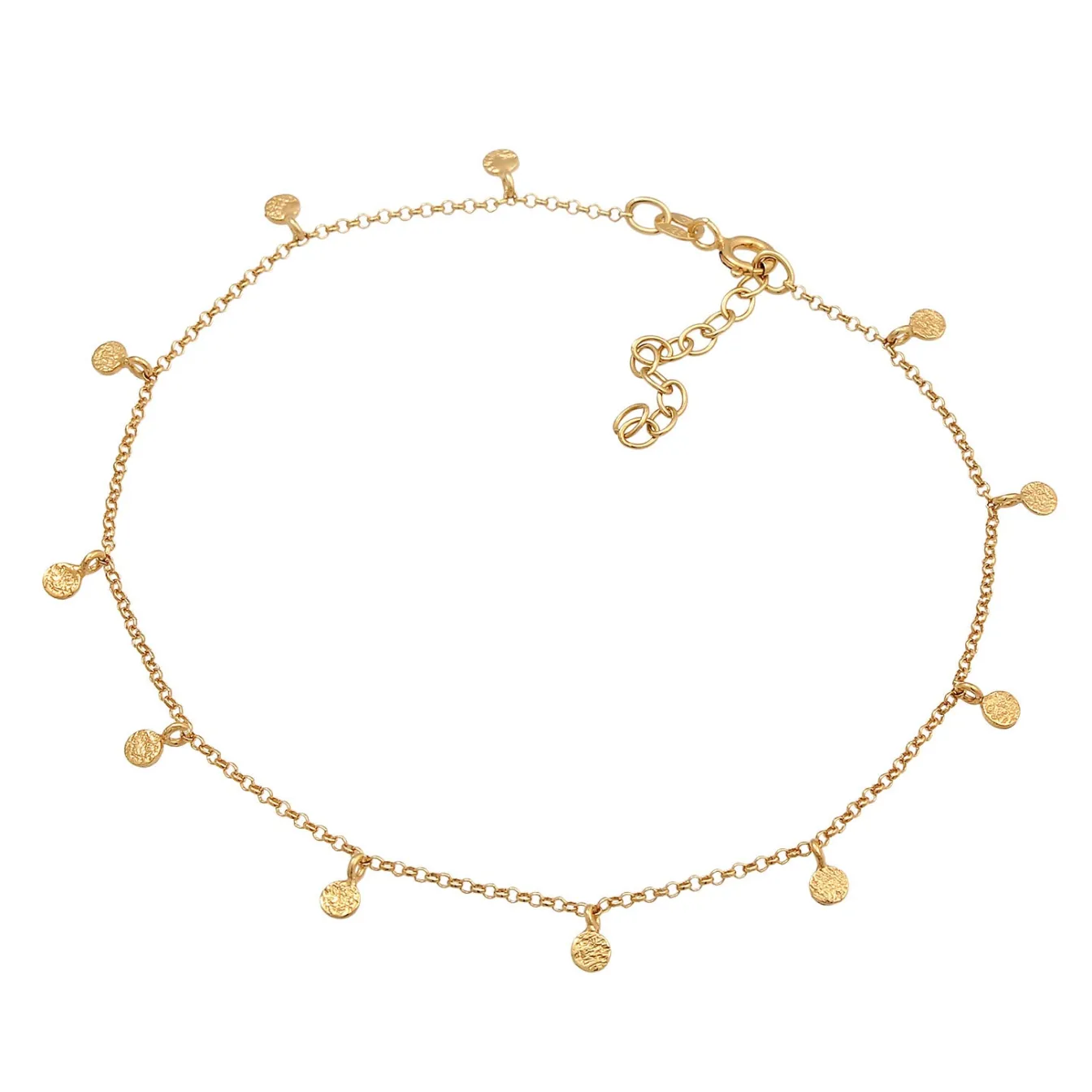 Elli "Fußkettchen Plättchen Organic< Silber|Fußschmuck