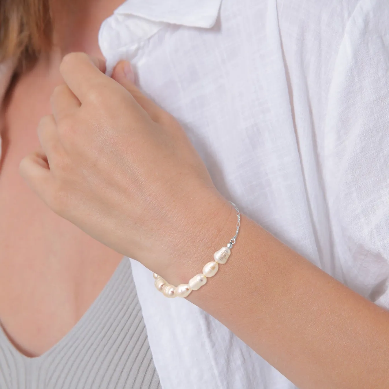 Elli "Glieder-Armband | Süßwasserperlen< Hochzeit|Perlen